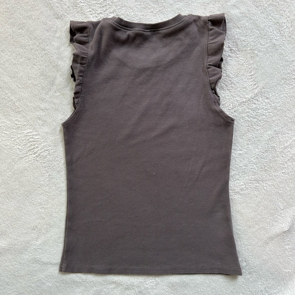 ribbed ruffle sleeve top - Picture 3 of 6